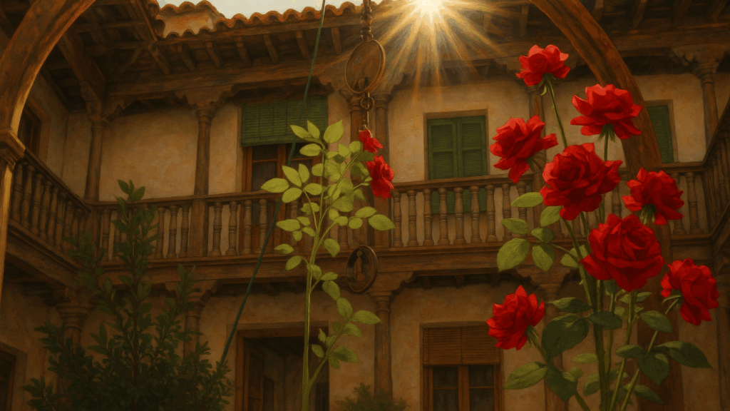 Recreación de un patio a partir de la web de turismo de Villanueva de los Infantes / #Tintamanchega