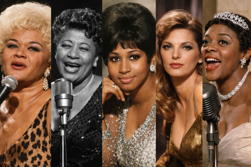 Etta James, Ella Fitgerald, Aretha Franklin, Julie London y Dina Washington, mis diosas / Montaje