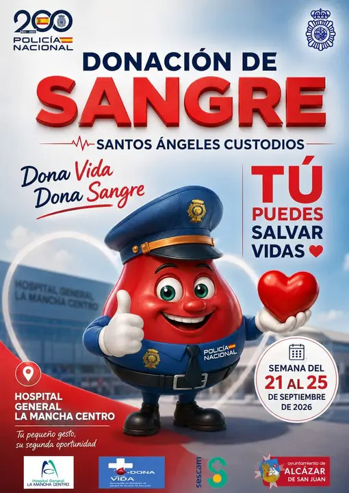 La Policía Nacional impulsa una campaña de donación de sangre por los Santos Ángeles Custodios / Ayto. Alcázar de San Juan