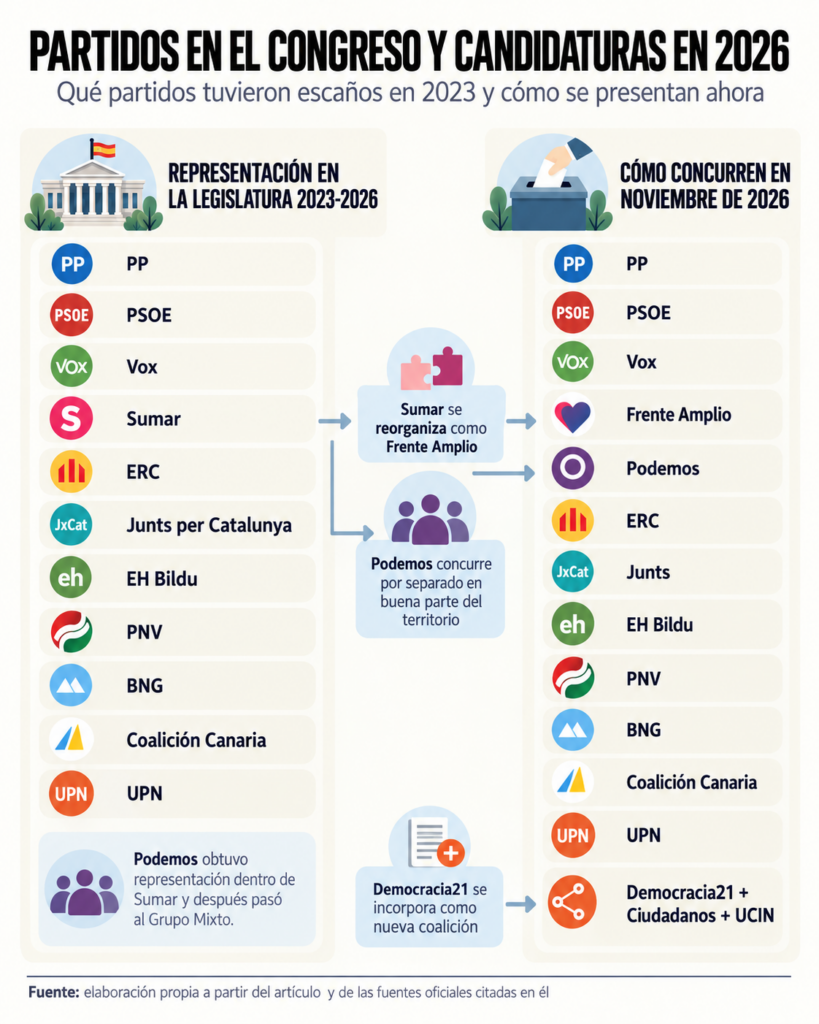 Partidos con representación en el congreso y candidaturas 2026 / #Tintamanchega